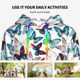 thumbnail image 4 of Lsque Butterfly Pattern Casual Women's Hoodie,Hooded Sweatshirt with Kangaroo Pocket,Pullover Hoodie with Eye-catching Drawstrings-Medium, 4 of 7