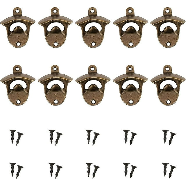 10pcs Bottle Opener Wall Mounted Beer, Soda, Wine Opener for Cafe, Bars, Restaurant, Kitchen (Bronze)