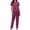 Purple, variant on Lovskoo Womens Pajama Sets Loungewear Trendy Wear Pajamas Two Piece Suit Button Down Shirt Short Sleeve Pants Pajama Set Homewear Sleepwear Beige