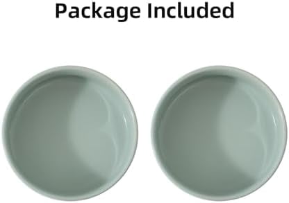 Ceramic Set of 2 Dog Bowls, Food and Water Bowls for Dogs, Puppy, 2pcs Dog Dishes, Pet Feeder(6inch, 2 x Light Green Bowls)