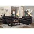 thumbnail image 2 of Pemberly Row Transitional Faux Leather Double Reclining Sofa in Dark Brown, 2 of 8