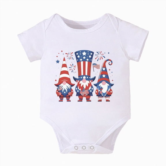 CAICJ98 Baby Boy Romper 4th of July Outfits USA Flag One-piece Jumpsuit Shorts Infant Newborn Independence Day Clothes (Watermelon Red,6-9 Months)