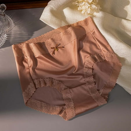 GENGING Panties for Women Women s My Items Ordered Sexy Lace Oversized Seamless Breathable Satin Ice Silk Underwear Briefs