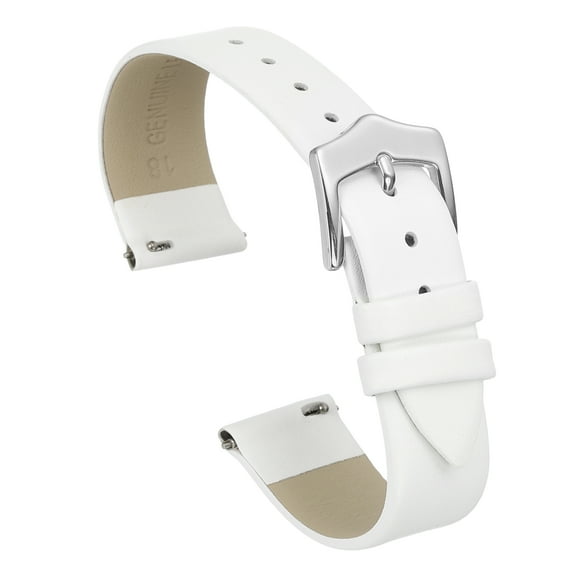 Uxcell 18mm White Genuine Leather Watch Bands with Silver Buckle for Women