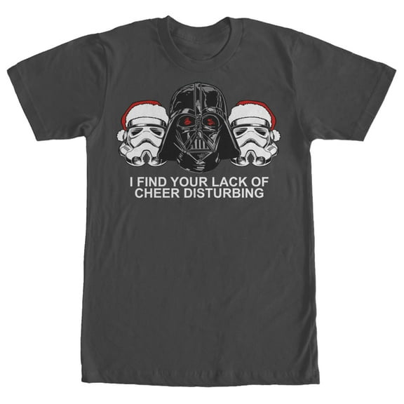 Men's Star Wars Christmas Empire Lack of Cheer Disturbing Graphic Tee Charcoal Large
