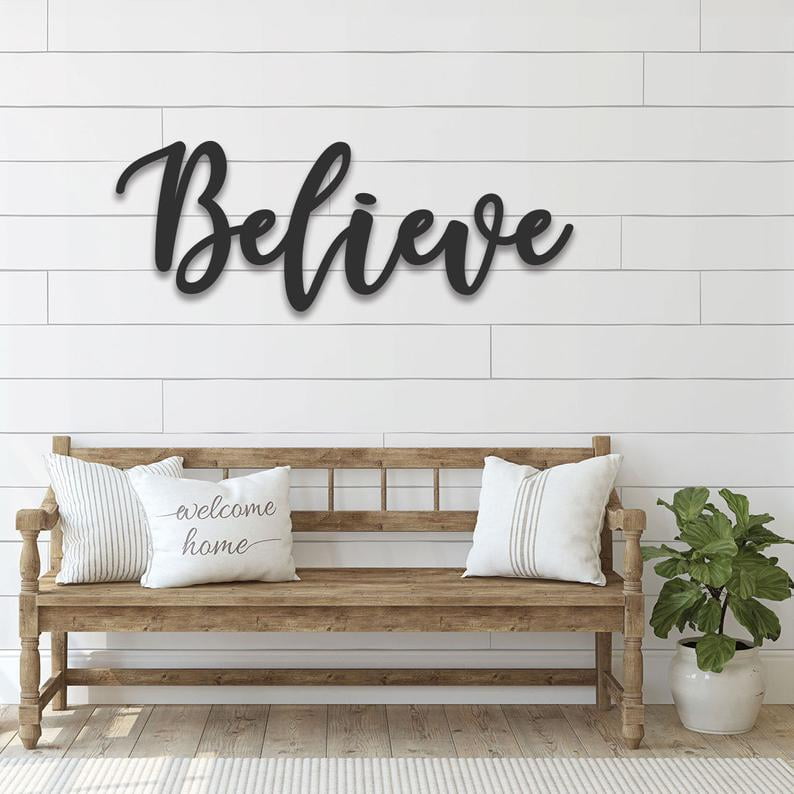 Cursive Word Believe Sign Wall Décor