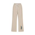 thumbnail image 4 of Pantalons en Coton et Lin pour Femmes Mode Pantalons Taille Haute à Tube Droit avec Imprimé Plumes Pantalons Décontractés Polyvalents en Coton et Lin Pantalons Taille Haute pour Femmes, 4 of 8