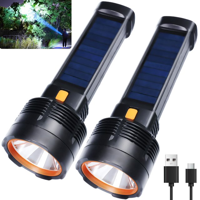 Paquete de 2 linternas LED Queena recargables de 100 000 lúmenes