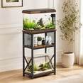 thumbnail image 3 of Snughome 10 Gallon Fish Tank Stand, 3 Tier Aquarium Stand with Storage, Heavy Metal Reptile Tank Stand, Holds 220lbs, 20.47" x 11.42" x 30.91", Rustic Brown, 3 of 8