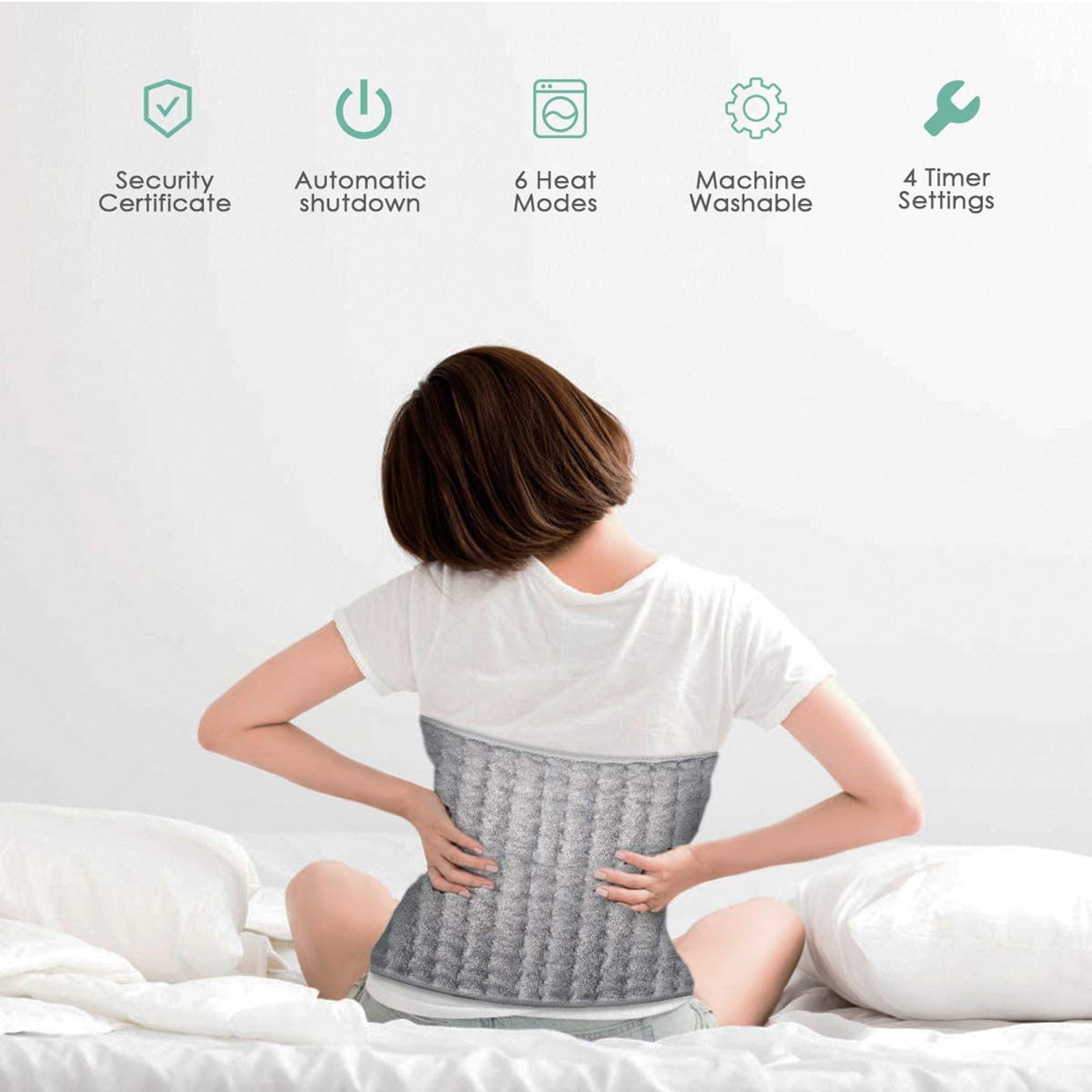 Electric Heating Pad for Body Pain Relief | 6 Heat Settings & 4-Timer Controller | Washable Fleece Heat Mat | 60x30cm | LED Indication | Fast Heating Warm Blanket | 75W Power | Long 2.1m Cable