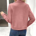 thumbnail image 5 of AVRNLIQ Womens Pink Suede Crop Jacket Button Down Lapel Collar Long Sleeve Casual Lightweight Spring Outerwear,Size M, 5 of 8