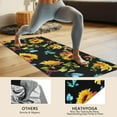 thumbnail image 4 of Black Colorful Flower Leaf Sunflower Pattern Hot Yoga Mat Towel Non Slip for Hot Yoga - Quick-Drying Yoga Mat Cover with 4 Corner Pockets with Travel Bag - Hot Yoga Towel Non Slip 70"x26", 4 of 6
