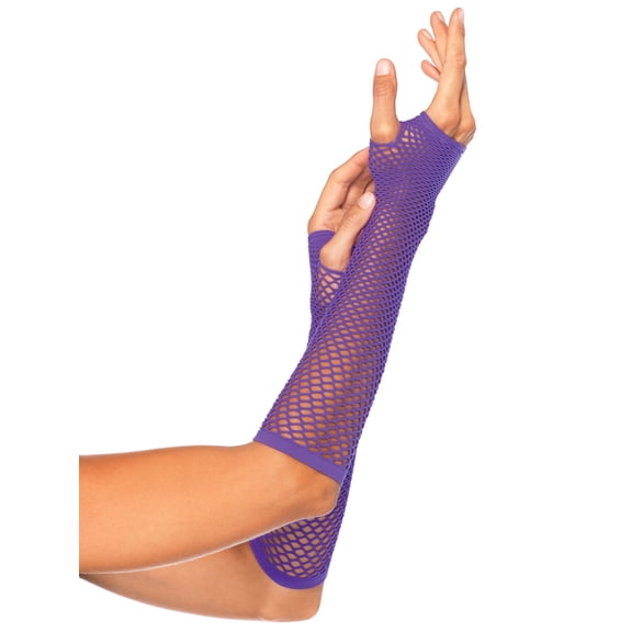 Women's Triangle Net Fingerless Gloves, Neon Purple, One Size