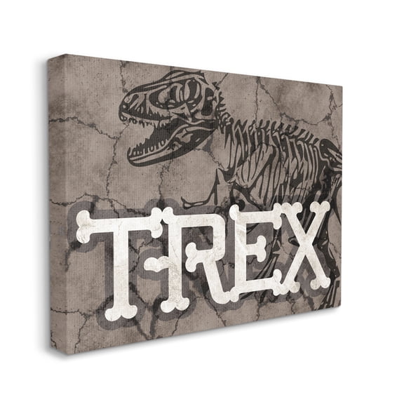 Stupell Industries Ancient T-Rex Skeleton Large Reptile Bone Typography Animals & Insects Painting Gallery Wrapped Canvas Art Print Wall Art, 30 x 40