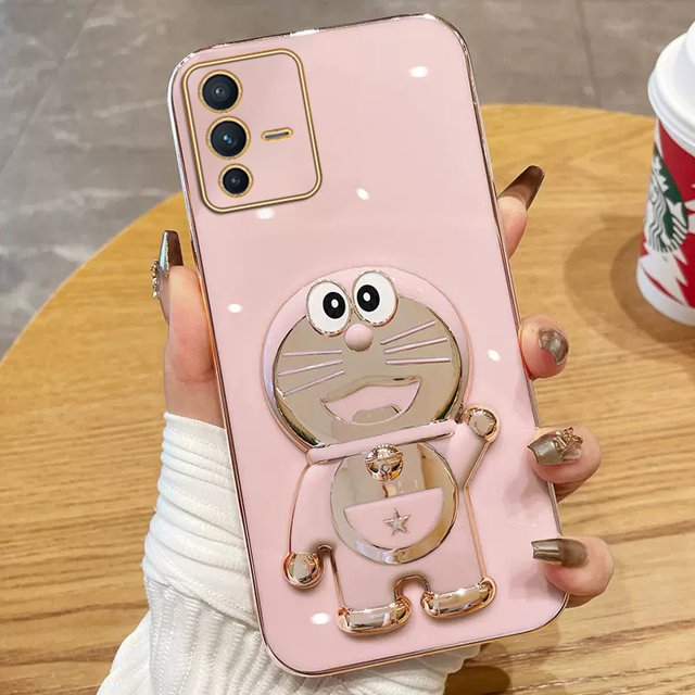 Funda Para Teléfono Vivo T1 5G S1 Pro V15 V11 Y50 Y30 Y30i Y53s Y51A Y51 Y31 Lujo 3D Doraemon Soporte Suave TPU Proteger Carcasa