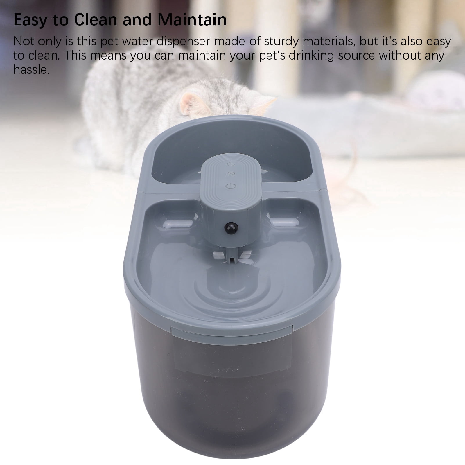 Yajisi Premium Smart Cat Water Fountain Quiet Operating Rechargeable Automatic Pet Water Dispenser for Home Use Gray Finish Includes Advanced Filtration System and Built-in 2000mAh Battery