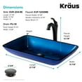thumbnail image 6 of KRAUS 22-inch Rectangular Blue Glass Bathroom Vessel Sink and Matte Black Arlo Faucet Combo Set with Pop-Up Drain, 6 of 9