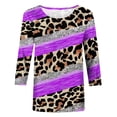 thumbnail image 5 of Pompotops T-shirt Ample à Imprimé Léopard pour Femme, Manches 3/4, Col Rond, Haut Décontracté, Liquidation, 5 of 5