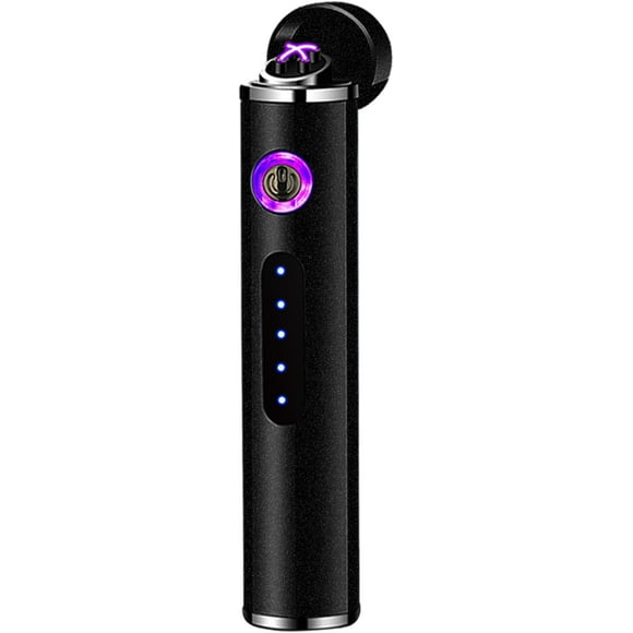 SHIQI-Arc Lighter Rechargeable USB Plasma Lighter Electric Mini Lighter Electronic Candle Lighter Portable Cylindrical Cool Lighter Box for Holiday, Men, Women (Frosted Black)