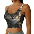 thumbnail image 2 of Zufioo Pilot Cat In Vintage Plane Print Women's Sports Vest, U-shaped Removable Chest Pad Sports Backless Top, Suitable for Fitness and Bodybuilding, Leisure and Daily Life-XX-Large, 2 of 8