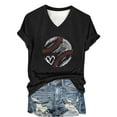thumbnail image 5 of Black Womens Blouses Women's Baseball Festival Solid Color Baseball Printed V Neck Short Sleeved Top Ladies Tops and Blouses, 5 of 6