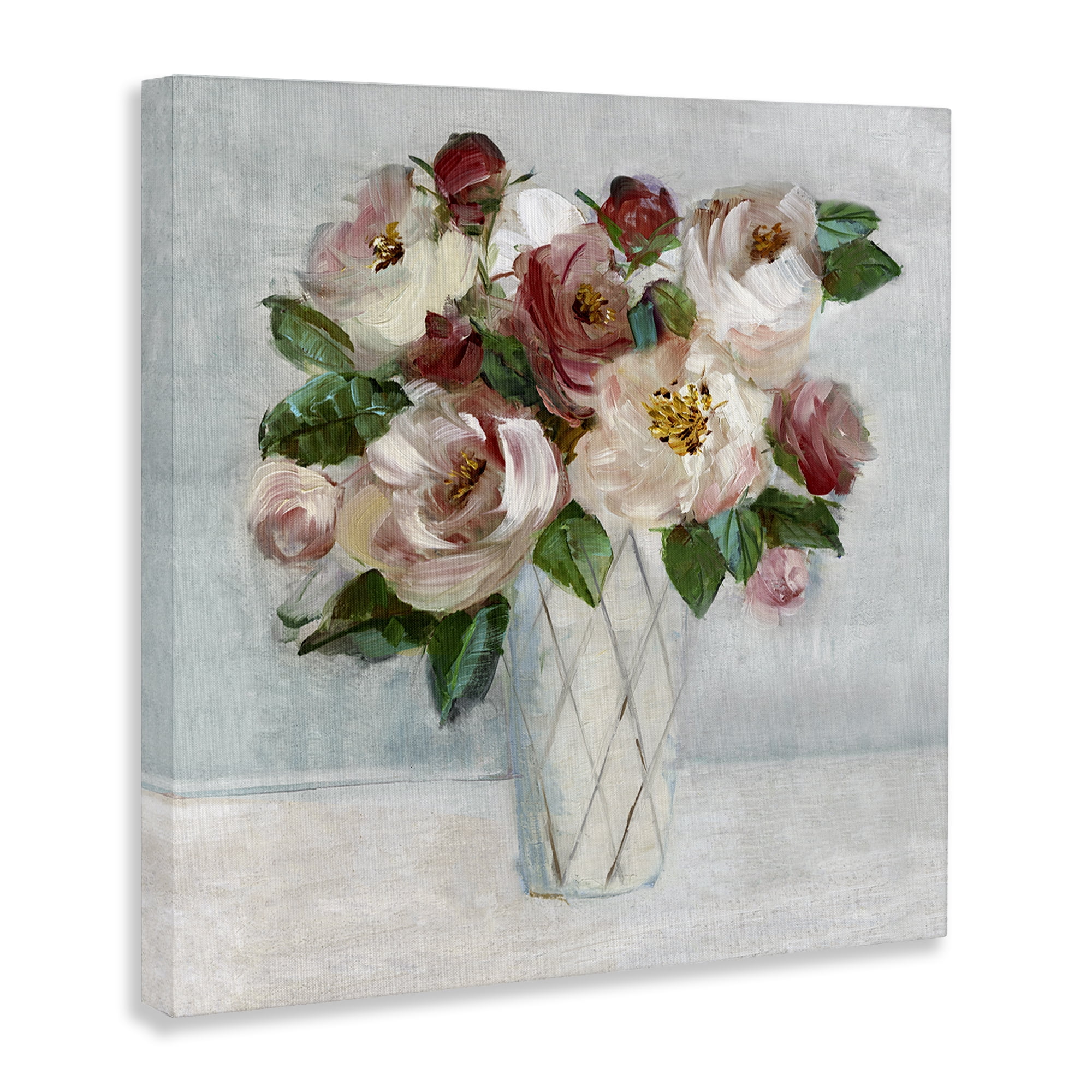 Stupell Industries Romantic Pink & Red Bouquet Plants & Flowers Painting Wrapped Canvas Art Print Wall Art, 24 x 24