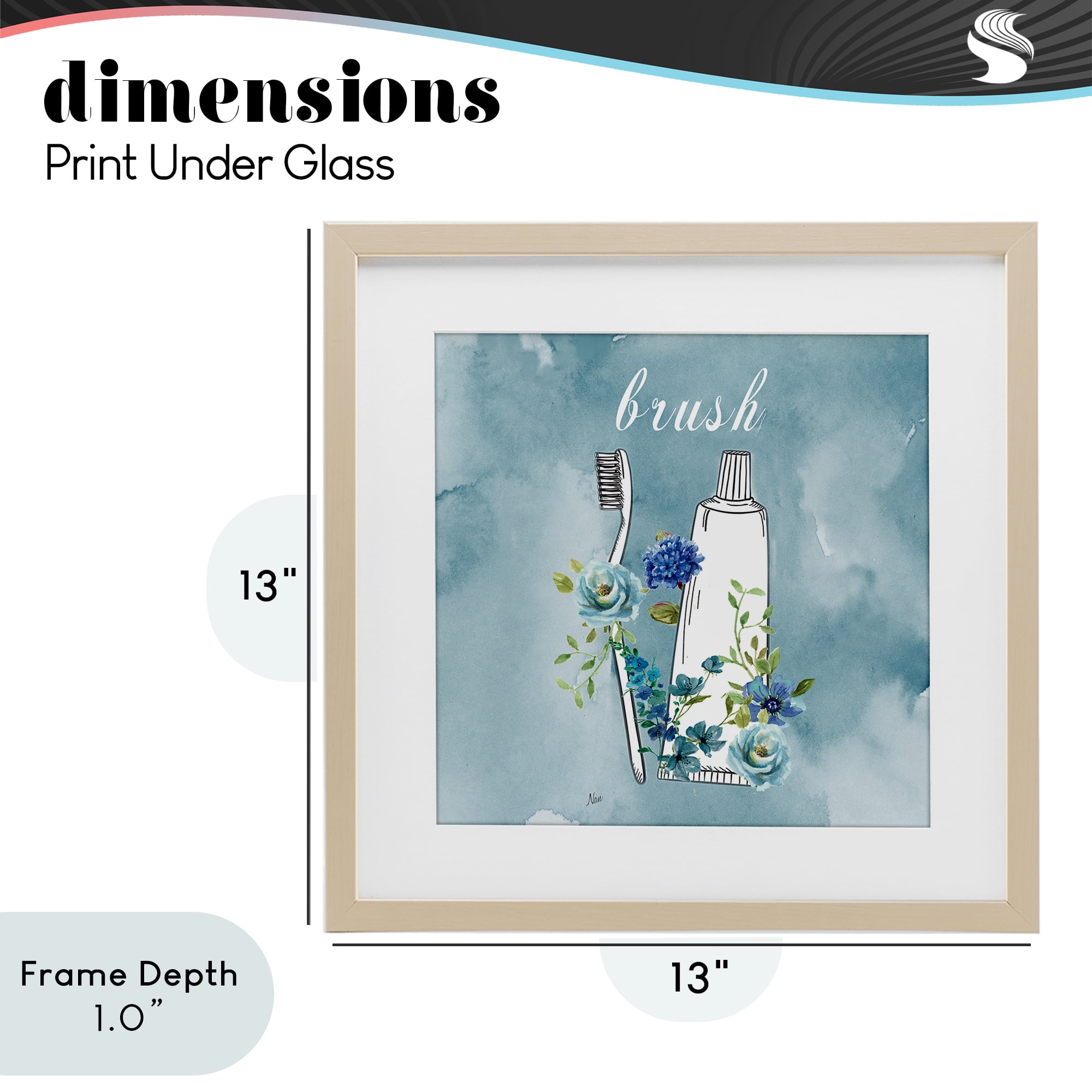 Stupell Industries Floral Bathroom Rules Brush Birch Framed Print Under Glass, design by Nan