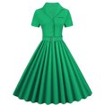 thumbnail image 1 of QLEICOM 1950's Dresses for Women Vintage, Solid Short Sleeve Shirt Medieval Vintage Dress, Stretch Slim High Waist Swing Dress, Audrey Hepburn Style Party Dresses Green XXL, 1 of 4