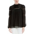 thumbnail image 2 of Max Studio London Womens High Neck Baby Doll Blouse, Black, Small, 2 of 2
