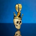 thumbnail image 3 of 3Ct Round Cut Simulated Diamond Men's Halloween Party Crown Skull Pendant 14K Yellow Gold Plated 18"in, 3 of 3