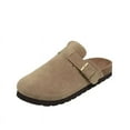 thumbnail image 1 of Zapatos De zuecos De corcho para Mujer, zapatillas planas con punta cerrada y suela gruesa para Mujer, zapatillas planas informales para exteriores para Mujer, Zapatos De Mujer tzw,Gris beige,38, 1 of 6