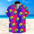 thumbnail image 4 of Camisa hawaiana divertida con calavera de helado para hombres y mujeres, camisetas de verano geniales de manga corta con arcoíris LGBT para parejas, 4 of 5