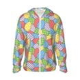 thumbnail image 1 of Fotbe Colorful Easter eggs Chaqueta con Protección Solar UPF 50+ para Hombre y Mujer, Camisa con Capucha y Bolsillos-Large, 1 of 7