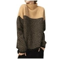 thumbnail image 2 of EGNMCR Chandail à Col Roulé pour Femmes, Chandails pour Femmes Chandail à Col Roulé Patchwork pour Femmes Chandail Tricoté Mode Décontractée Hauts Chandail pour Femmes, 2 of 6