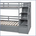 thumbnail image 4 of Twin Over Twin Pine Wood & MDF Bunk Bed with Storage Staircase, Desk & Slide – Gray, No Box Spring Needed, 4 of 19