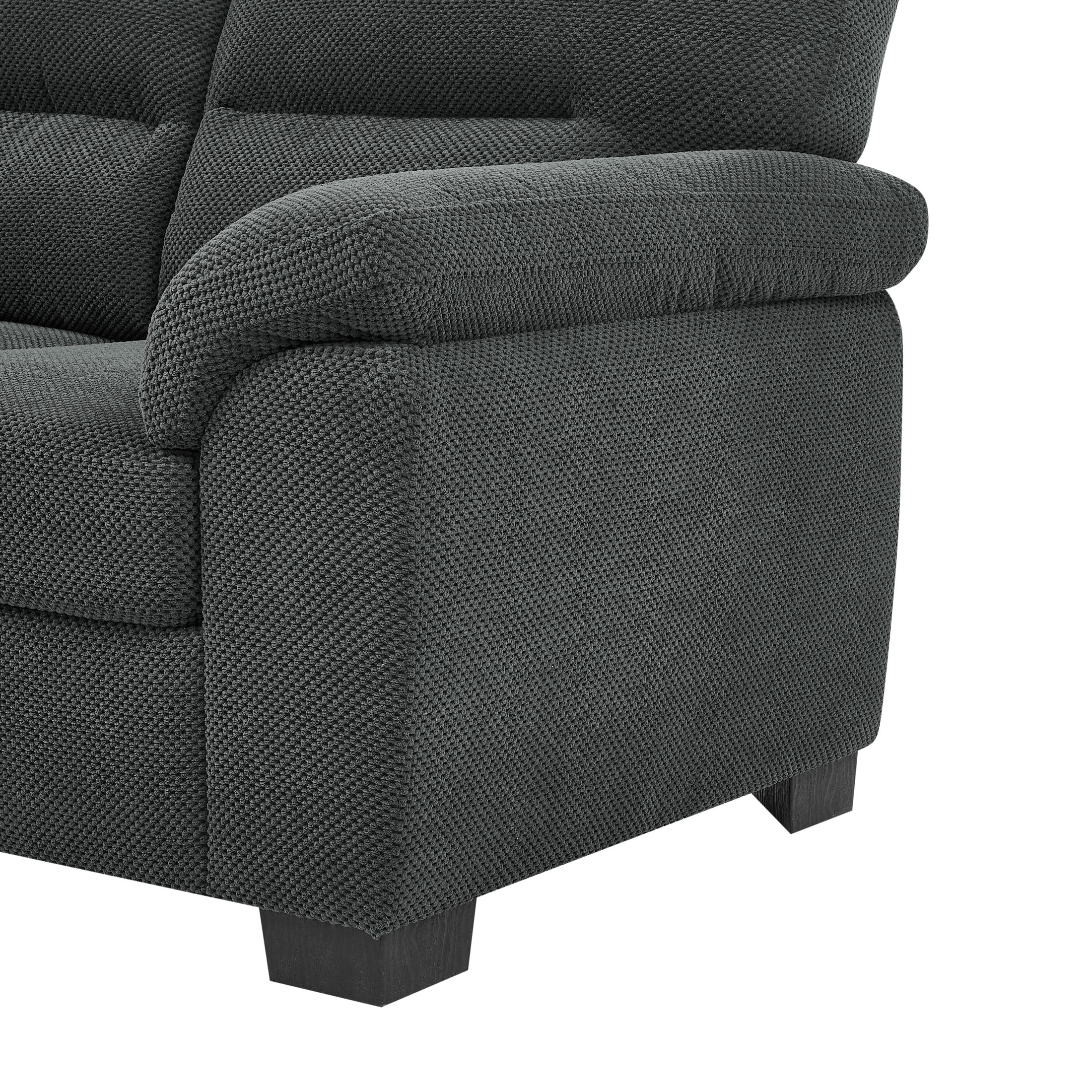 Noble House 81" Modern 3-Seater Sofa, Textured Polyester Upholstery, Pillow Top Arms, Dark Gray