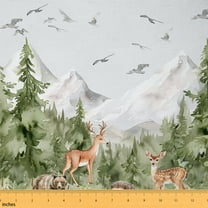 Castle Fairy Animal Deer Fabric by the Yard 5 Yards for Teens,Smoky Jungle Fabric for Sewing,Jungle Wildlife Home Decor Fabric by the Yard,Microfiber Bedroom Decor