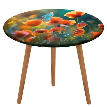 

Butterfly (43) Pattern Round Tablecloth Waterproof Elastic Table Clothes for Dining Table Cute Desk Decor Protector Cover