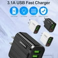 thumbnail image 3 of Chargeur USB à Affichage Numérique 3A pour Téléphone Tablette Adaptateur de Charge Mural 3 USB, 3 of 9