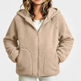 thumbnail image 3 of HAOTAGS Girls Hooded Fleece Jacket (3-13) Solid Color Long Sleeve Jacket With Pocket Warm Zipper Outerwear Beige Size 4T, 3 of 9