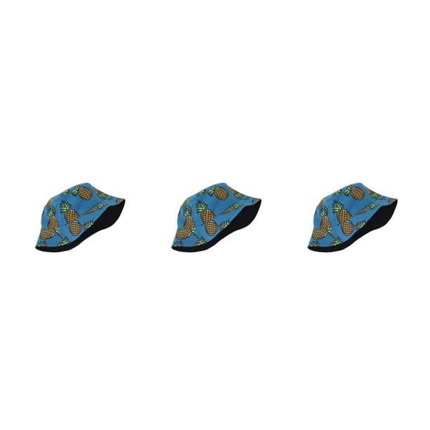 Qarigey Sombrero de cubo Patrón de frutas al aire libre Sombrilla Sombreros de pescador Piña azul Type1 NO1