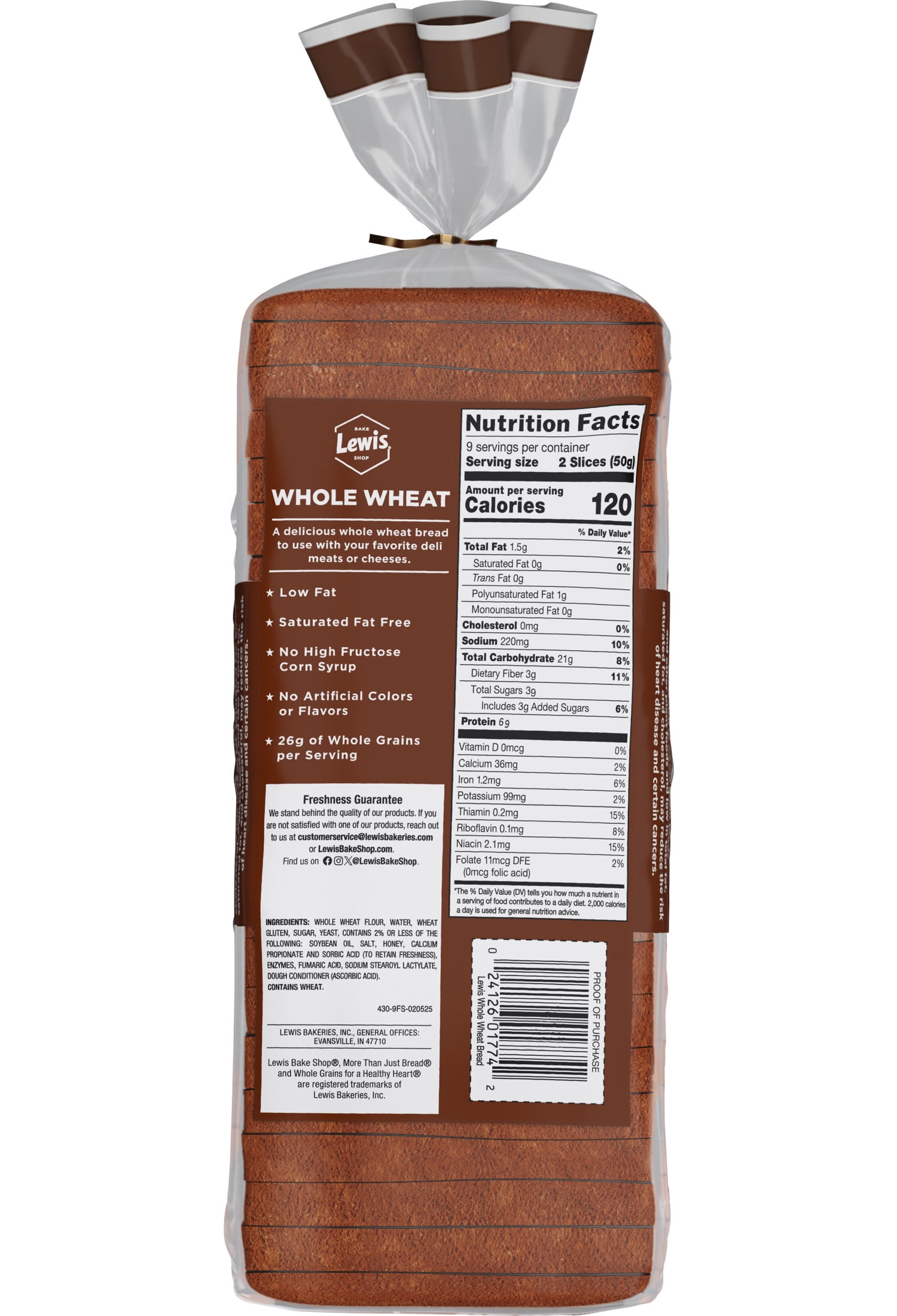 Lewis Bake Shop Whole Wheat Bread, 16 oz