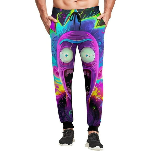 Rick And Morty Mens Joggers Sweatpants Elastic Waist Casual Athletic Sports Trousers Comfortable Workout Track Pants S