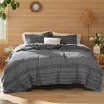 thumbnail image 1 of Stone Washed  Duvet Cover Queen - Charcoal Grey Classic Waffle Weave, 1 of 8