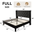 thumbnail image 2 of iPormis Full Size Bed Frame with Diamond Button Tufted Wingback Headboard, Upholstered Platform Bed Frame with Strong Wood Slat Support, No Box Spring Needed,Black, 2 of 8
