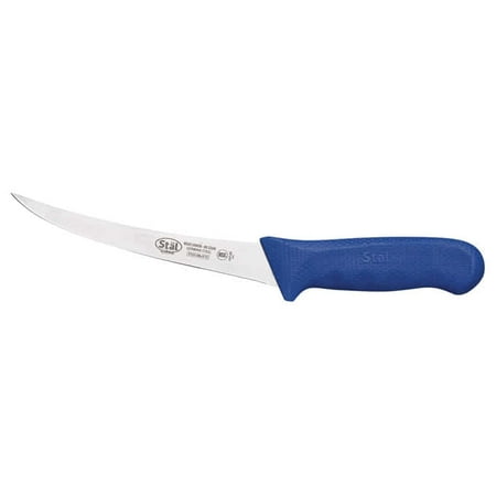 Ham Boning Knife - Winco KWP-60U, 6-Inch Stal High Carbon Steel Flexible Curved Boning Knife, Polypropylene Handle, Blue, NSF