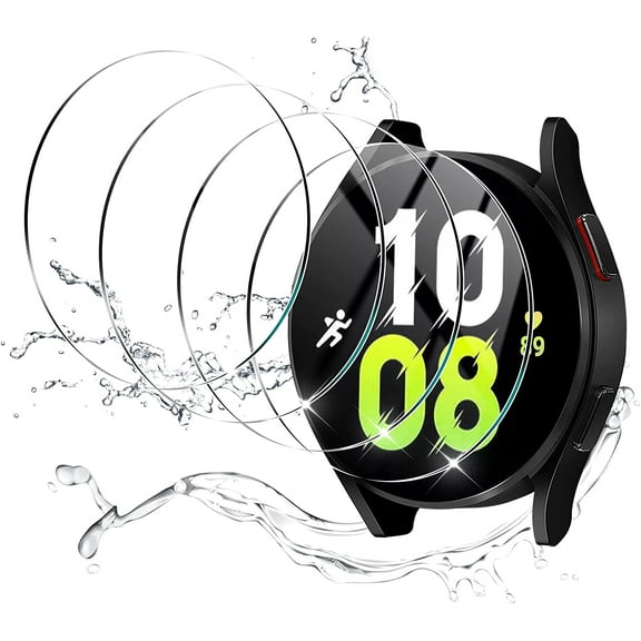 4 Pack Compatible for Samsung Galaxy Watch 6 / Galaxy Watch 5/4 44mm Screen Protector Tempered Glass, JINGYANG Waterproof 9H Hardness Film Screen Protector for Galaxy Watch 6/5 / 4 Accessories