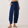 thumbnail image 2 of Seductiva Women's Wide Leg Pants Women's Summer High Waisted Baggy Pants Casual Ankle Length Trouser Slacks with Pockets Beach Pants Loose Fit, 2 of 5