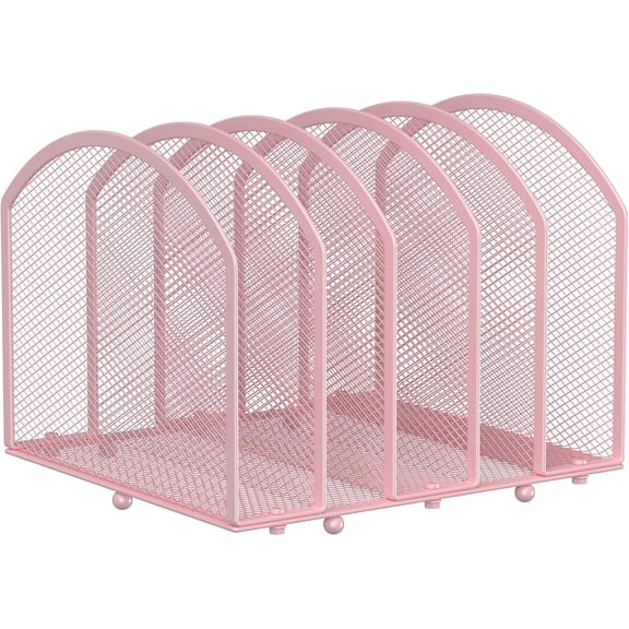 5-Section Desk File Organizer, Vertical Desktop File Holder Mail Sorter File Folder Holder Organization for Office School & Classroom (Black - 1Pack)