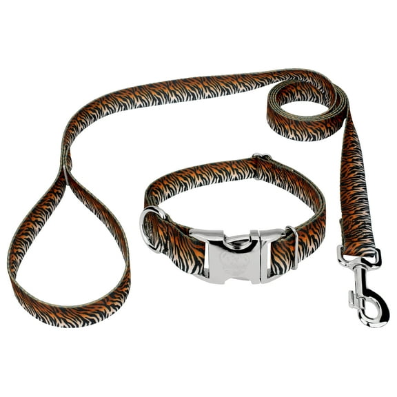 Country Brook Petz® Premium Bengal Tiger Stripes Dog Collar and Leash, Large